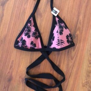 NWT Victoria’s Secret￼ PINK Rose pink, and black strap. Floral bathing suit top